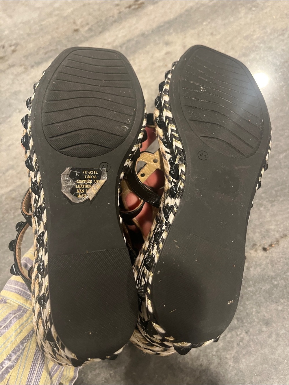 Vince Camuto Black Braided Espadrille Wedge Sandals - Picture 7 of 10